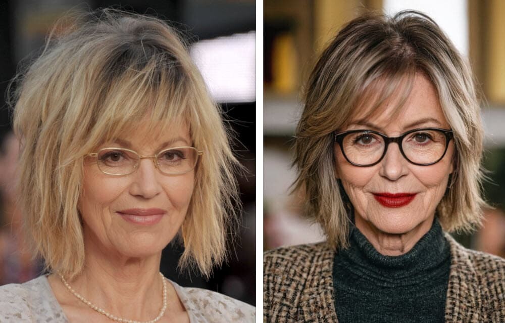Gestuft Frisuren ab 50 mit Brille: (Chic im besten Alter! 2024) Frisuren Damen 