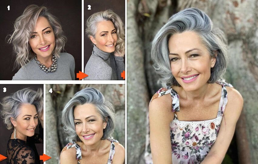 Dunkle Haare Grauer Ansatz Strähnen *Einen Auffälligen Look*