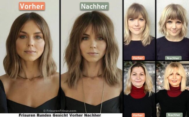 frisuren rundes gesicht vorher nachher 