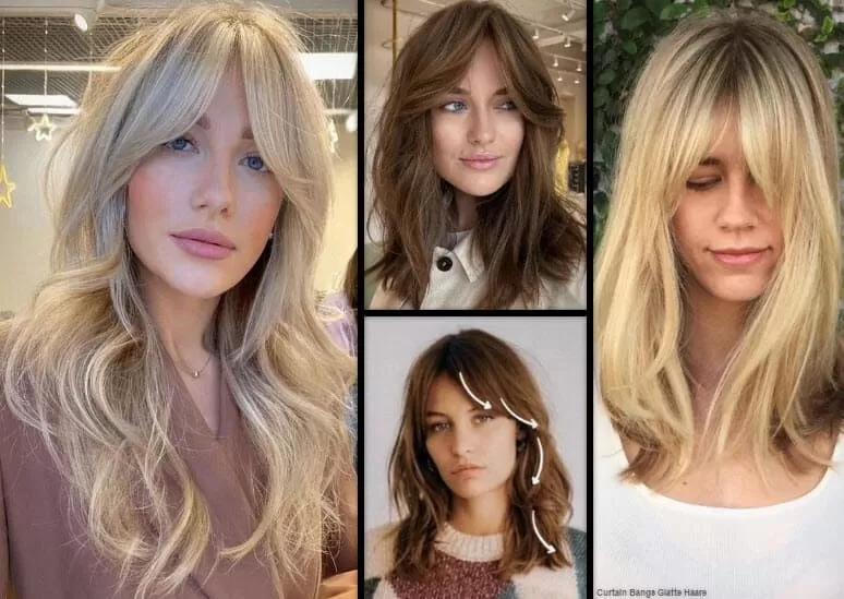 Curtain Bangs Glatte Haare | *Der Trendige Vorhang Pony* Frisuren Damen 