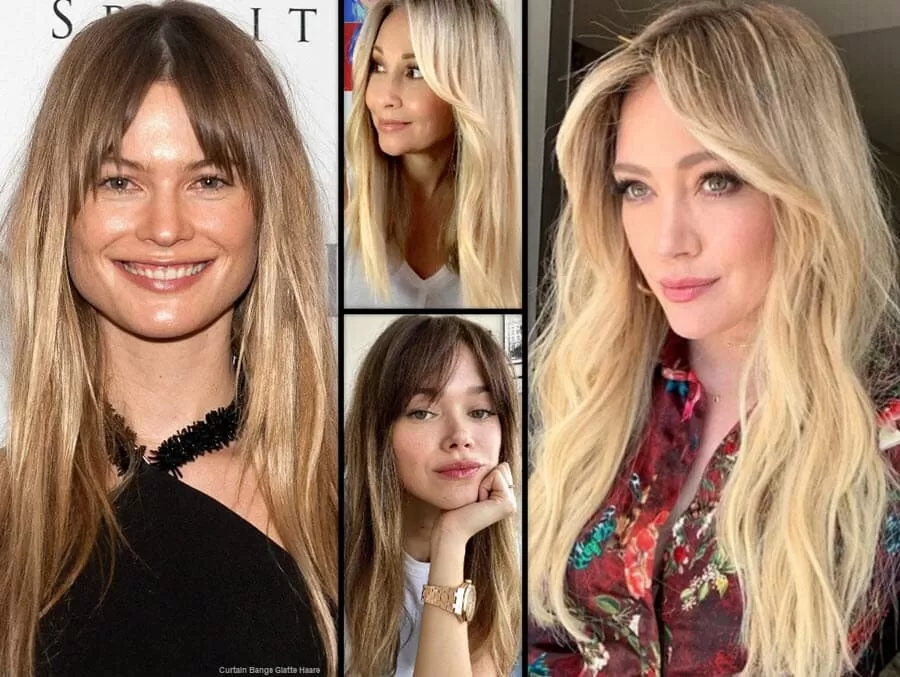 Curtain Bangs Glatte Haare | *Der Trendige Vorhang Pony* Frisuren Damen 