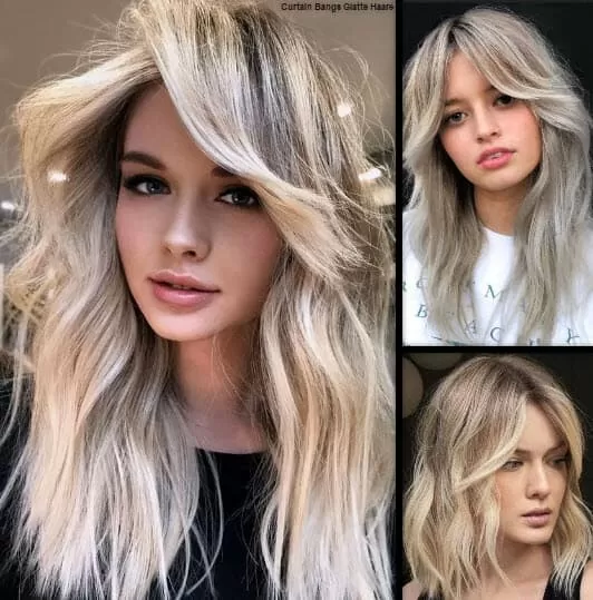 Curtain Bangs Glatte Haare | *Der Trendige Vorhang Pony* Frisuren Damen 