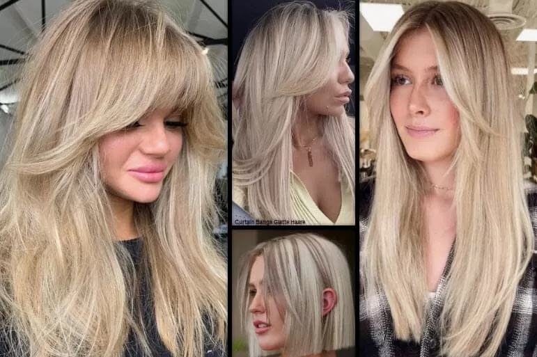 Curtain Bangs Glatte Haare | *Der Trendige Vorhang Pony* Frisuren Damen 