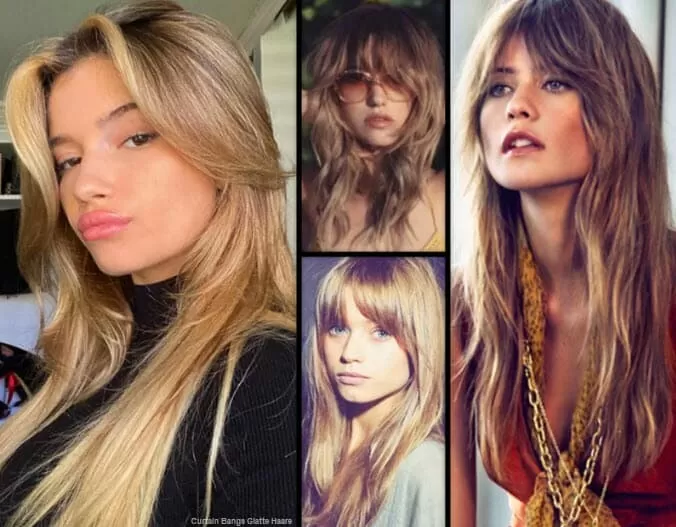 Curtain Bangs Glatte Haare | *Der Trendige Vorhang Pony* Frisuren Damen 