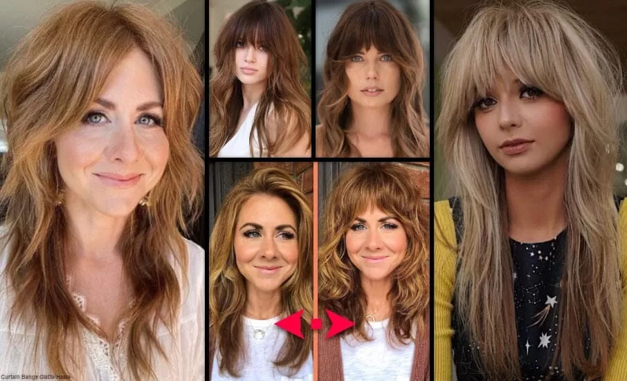 Curtain Bangs Glatte Haare | *Der Trendige Vorhang Pony* Frisuren Damen 
