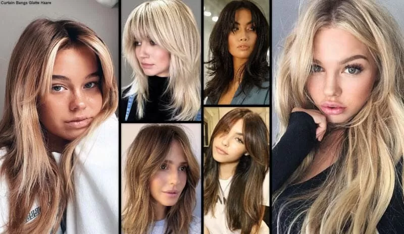 Curtain Bangs Glatte Haare | *Der Trendige Vorhang Pony* Frisuren Damen 