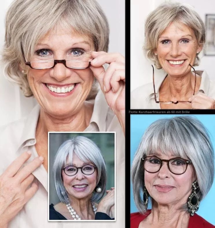 Flotte Kurzhaarfrisuren ab 60 mit Brille **Neueste Ideen Frisuren Frisuren Damen Kurzhaarfrisuren 