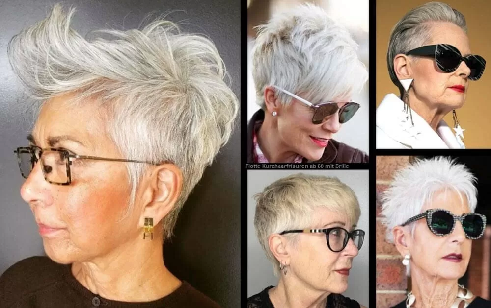 Flotte Kurzhaarfrisuren ab 60 mit Brille **Neueste Ideen Frisuren Frisuren Damen Kurzhaarfrisuren 