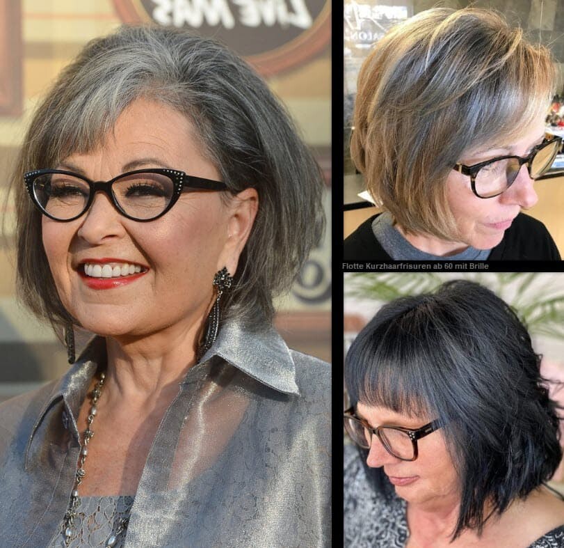 Flotte Kurzhaarfrisuren ab 60 mit Brille **Neueste Ideen Frisuren Frisuren Damen Kurzhaarfrisuren 