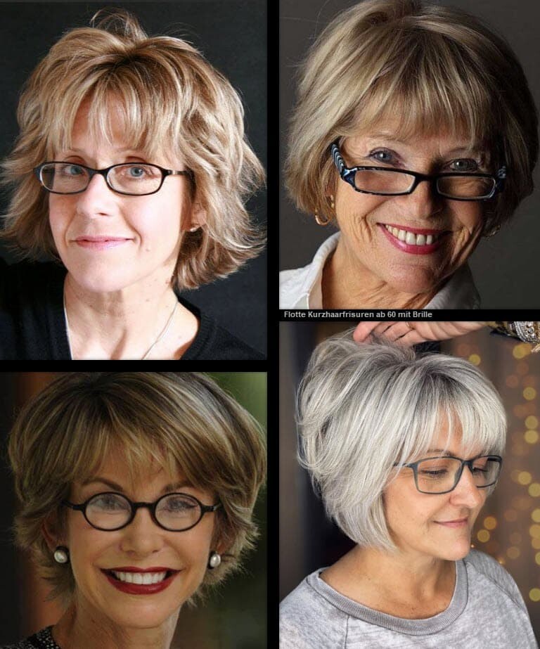 Flotte Kurzhaarfrisuren ab 60 mit Brille **Neueste Ideen Frisuren Frisuren Damen Kurzhaarfrisuren 