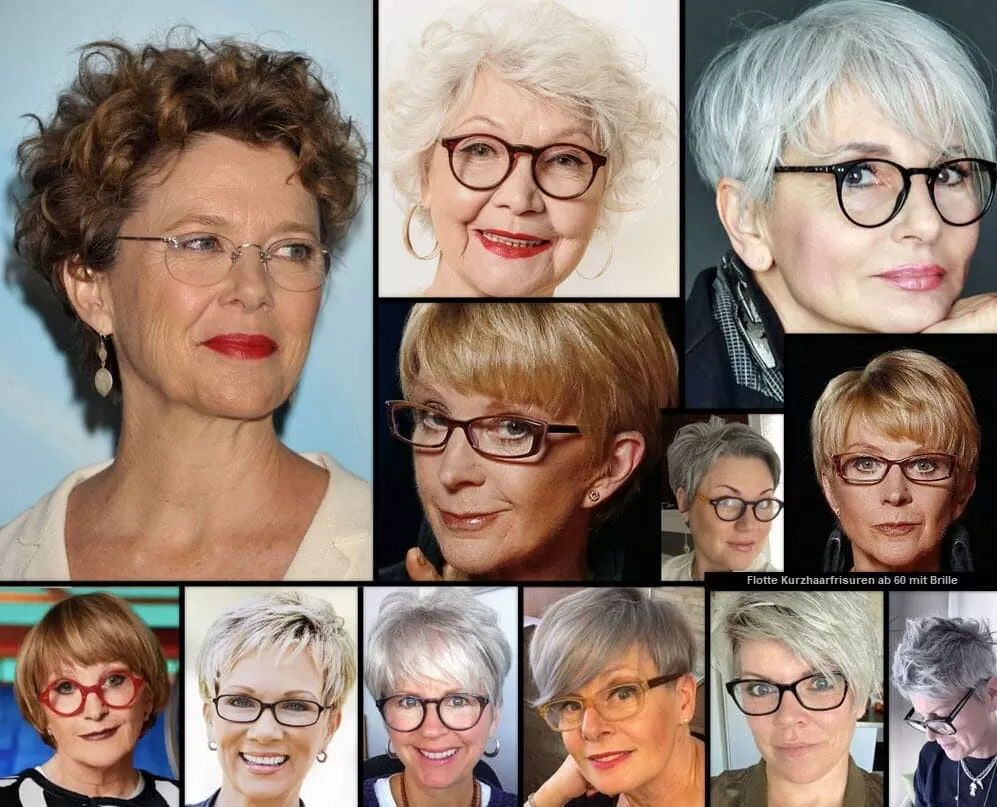 Flotte Kurzhaarfrisuren ab 60 mit Brille **Neueste Ideen Frisuren Frisuren Damen Kurzhaarfrisuren 